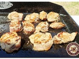 Médaillons de filet mignon marinés, accompagnés d'une poêlée de légumes de saison