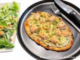 Pizzas naans poireaux et saumon