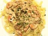 Tagliatelles aux crevettes, coco et coriandre