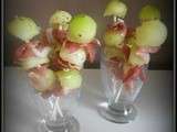 Brochettes melon/jambon cru