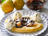 Crêpes Belle-Hélène aux poires et chocolat