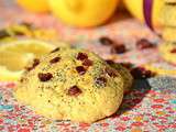 Cookies fondants aux canneberges, citron et graines de pavot