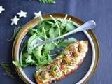 Toasts de patate douce, sésame, avocat, pois chiches et brisures de châtaigne