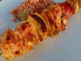 Brochettes de poulet curry cumin au barbecue