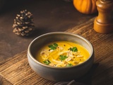 Velouté potimarron et courge butternut au lait de coco