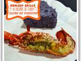 Homards grillé au beurre de curry, purée de vitelotte