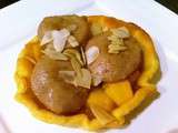 Tartelettes au boudin blanc, aux pommes caramélisées au miel et aux épices