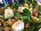 Coudes rayés au Gorgonzola, mâche et noix