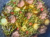 Tajine petit pois pommes de terre boulettes d’agneau