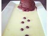 Sorbet au chocolat épicé et sa sauce au chocolat blanc