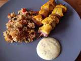 Brochette poulet curcuma sauce yaourt