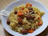 Riz épicé carottes et merguez