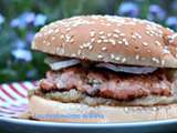 Burger saumon, chèvre, aubergine