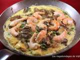 Omelette aux crevettes et aux pleurotes