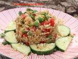 Riz sauté aux petits pois et poivron