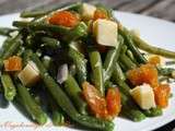 Salade de haricots verts, Salers et abricots secs - vinaigrette au miel