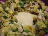 Salade de poulet, poummes de terre et avocat