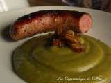 Saucisse de Toulouse et purée de pois cassés