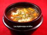 Soupe chou-fleur, haricots verts, carottes