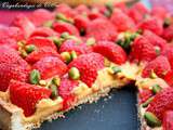 Tarte aux fraise sur crème d'abricots au chocolat blanc