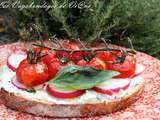 Tartine chèvre, radis et tomates cerises