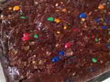 Brownies au chocolat au lait dégustation et m&m's Crispy