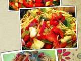 Spaghetti verts blancs rouges