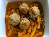 Boulettes de bœuf aux petits pois, carottes