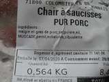 Chair à saucisses aux pâtes et petits champignons