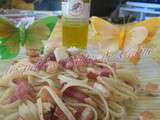 Linguine aux lardons et croûtons