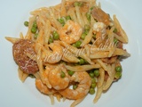 Pâtes aux crevettes et chorizo