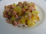 Salade de pommes de terre, thon et cervelas