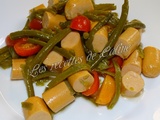 Salade de saucisses, haricots verts et tomates