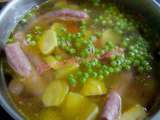 Saucisses aux petits pois carottes