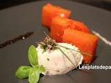 Assiette Pastèque, chèvre, ciboulette, curry