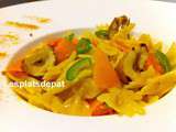 Pâtes Farfalle et courge en vinaigrette tiède au curry