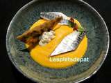 Soupe de carotte ananas, cumin et maquereau