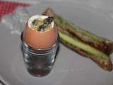 Oeuf coque aux morilles et mouillettes d’asperge