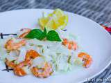 Tagliatelles de konjac aux crevettes et lait de coco