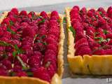 Tarte aux framboises et chocolat blanc