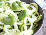 Spaghetti de courgettes aux fèves sauce pesto {Végane et presque cru}