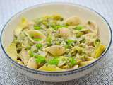 Conchiglie au roquefort et petits pois