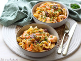 Fettuccine aux crevettes & chorizo