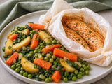 Jardinière de légumes et poulet en papillote