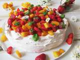 Pavlova mangue – fraise & basilic