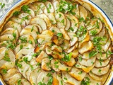 Gratin de pommes de terre, champignons et topinambours