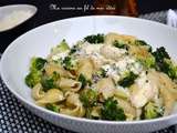 Pâtes conchiglie aux brocolis et anchois, sauce au pecorino