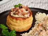 Vol-au-vent  artisanal  aux champignons, carottes et lardons, béchamel persillée à la moutarde à l'ancienne {avec Prêtàgarnir !}