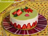 Fraisier génoise au thé Matcha