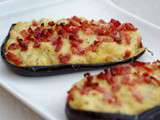 Aubergines fromage, lardons